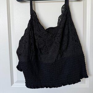 ❌SOLD❌ Torrid Black Lace & Smocked Babydoll Cami – Size 5 – Adjustable Straps